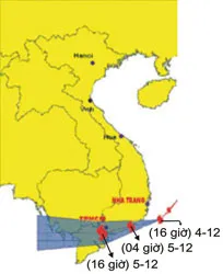 Vùng tâm bão có khả năng vào các tỉnh từ Bình Thuận đến Trà Vinh