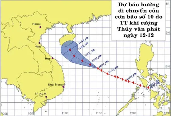 Bão Utor sẽ gây mưa to gió lớn tại miền Trung