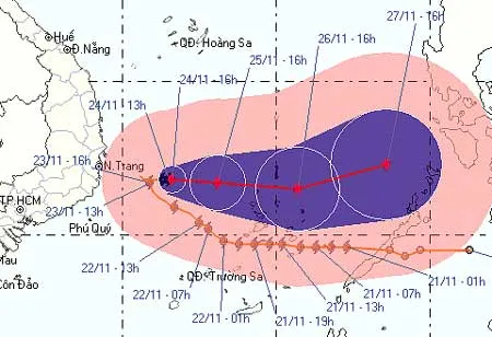 Bão số 7 suy yếu và quay ngược ra biển Đông