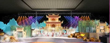 Phối cảnh vở cải lương “Chiếc áo thiên nga”.