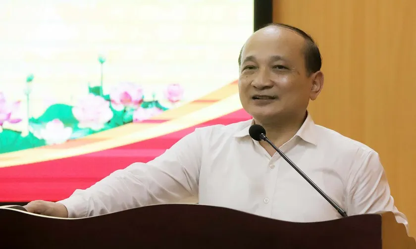 Ông Nguyễn Thanh Hiền - Chủ tịch Hội Khuyến học tỉnh Nghệ An phát biểu