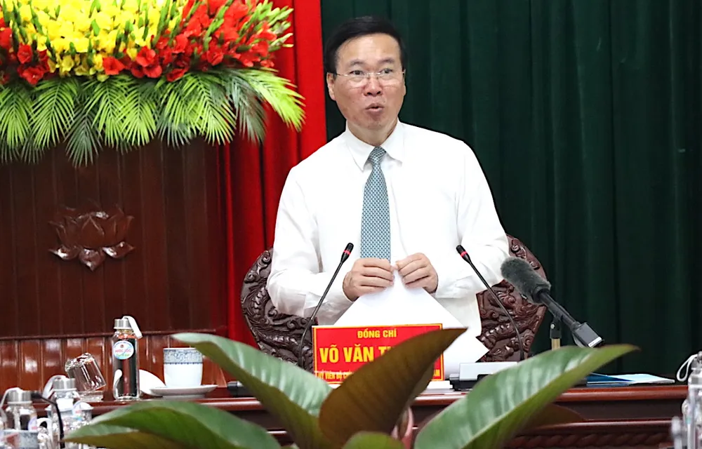 Chủ tịch nước Võ Văn Thưởng phát biểu. Ảnh: HỮU PHÚC