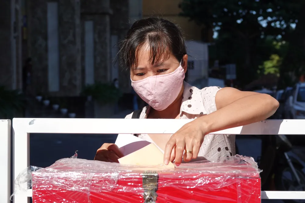 Đà Nẵng: Diễn tập bầu cử tại khu vực phong tỏa chung cư F-Home ảnh 10