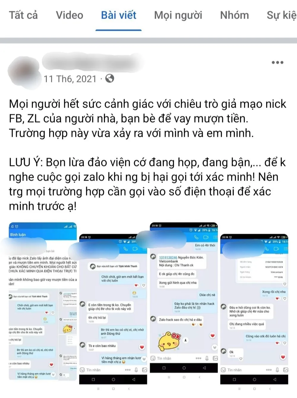 Một người dân Đà Nẵng bị đánh cắp tài khoản Zalo