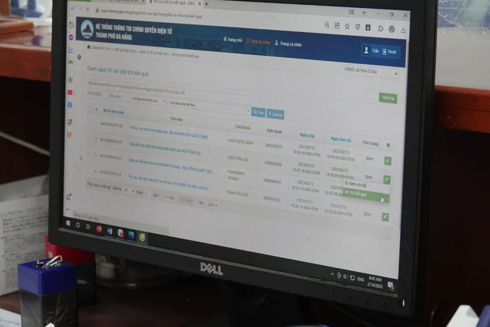 Trả kết quả trực tuyến. Ảnh: XUÂN QUỲNH