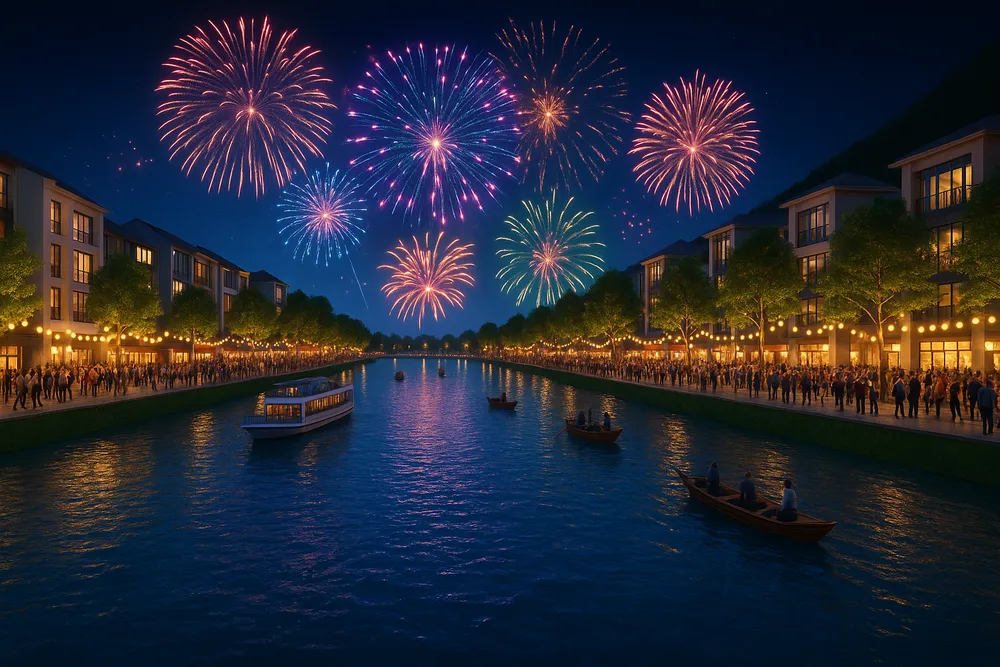 Phối cảnh đêm thuộc quần thể sinh thái và đô thị Bà Nà - Suối Mơ