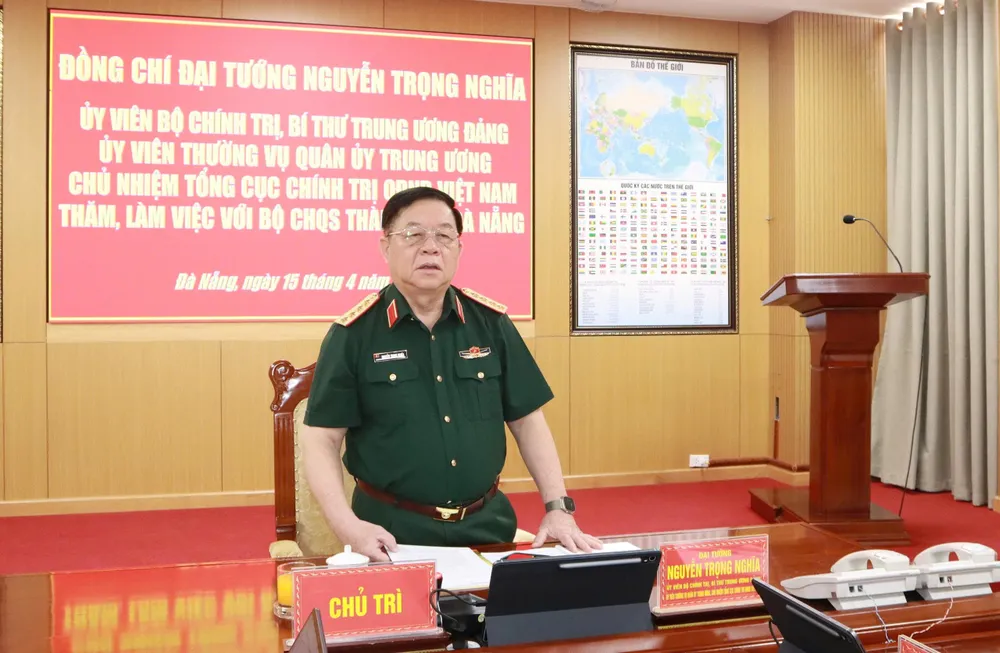 Đại tướng Nguyễn Trọng Nghĩa phát biểu tại buổi làm việc