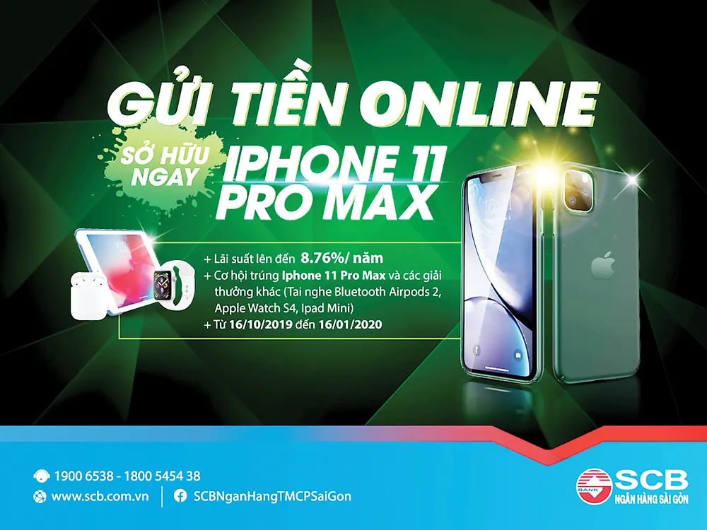 SCB ra mắt chương trình khuyến mãi “Gửi tiền online - sở hữu ngay iPhone 11 Pro Max”