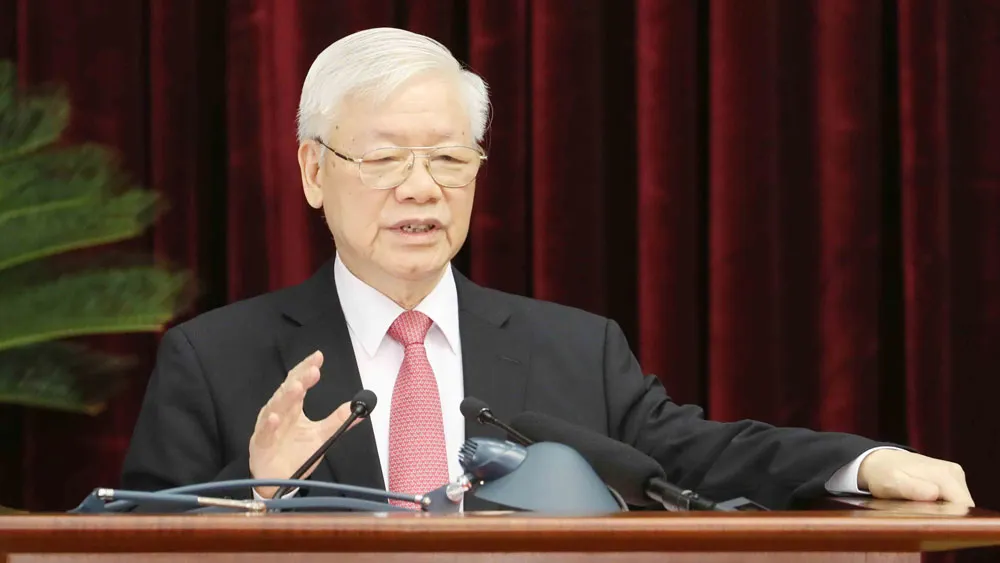 Tổng Bí thư, Chủ tịch nước Nguyễn Phú Trọng  phát biểu khai mạc hội nghị. Ảnh: TTXVN