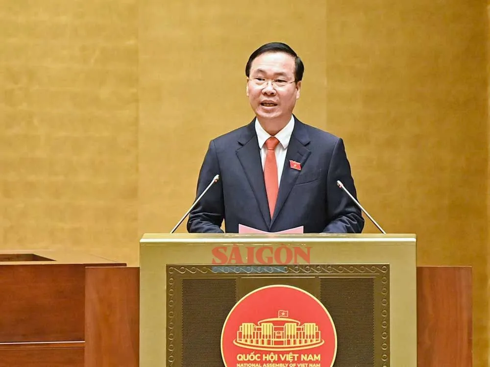 Chủ tịch nước Võ Văn Thưởng phát biểu sau khi tuyên thệ nhậm chức, sáng 2-3-2023. Ảnh: VIẾT CHUNG