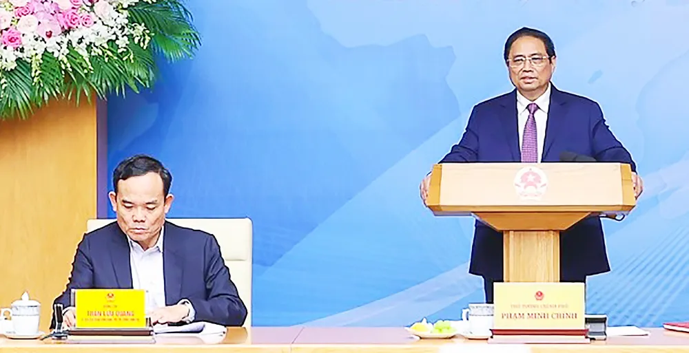 Thủ tướng Phạm Minh Chính phát biểu tại hội nghị. Ảnh: VIẾT CHUNG