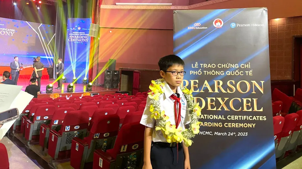 Bùi Trọng Nguyên, học sinh Trường Tiểu học An Bình (TP Thủ Đức) là thí sinh đạt điểm cao nhất môn Toán ở bậc tiểu học