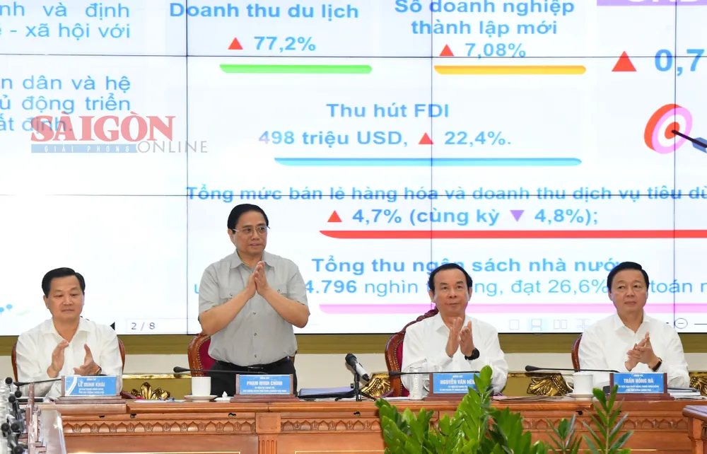 Thủ tướng Phạm Minh Chính chủ trì buổi làm việc. Ảnh: VIỆT DŨNG