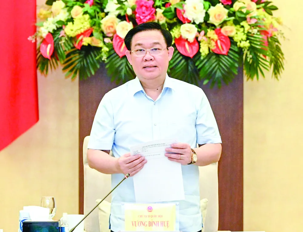 Chủ tịch Quốc hội Vương Đình Huệ phát biểu tại phiên họp. Ảnh: VIẾT CHUNG Chủ tịch Quốc hội Vương Đình Huệ phát biểu tại phiên họp. Ảnh: VIẾT CHUNG