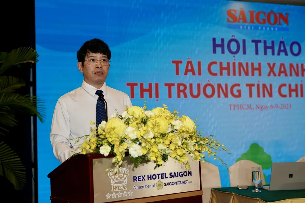 Ông Nguyễn Đình Thọ, Viện trưởng Viện chiến lược Chính sách Bộ TN-MT phát biểu tại hội thảo. Ảnh: HOÀNG HÙNG