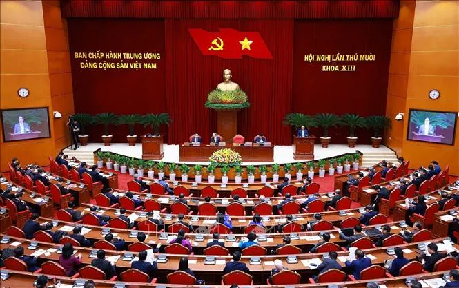 Phiên khai mạc Hội nghị lần thứ 10 Ban Chấp hành Trung ương Đảng Cộng sản Việt Nam khóa XIII. Ảnh: TTXVN