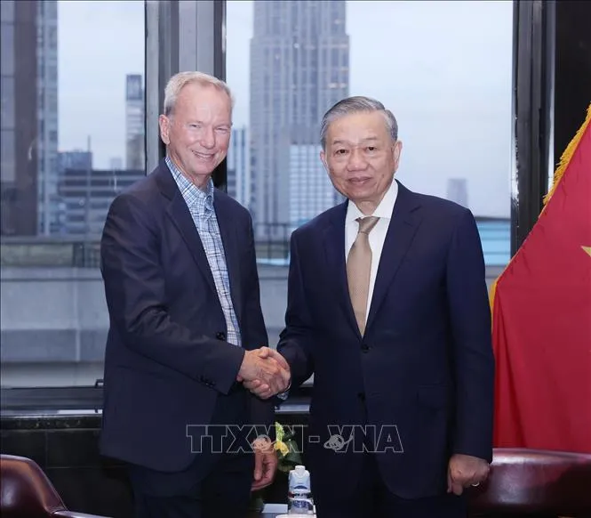 Tổng Bí thư, Chủ tịch nước Tô Lâm tiếp lãnh đạo Tập đoàn Google. Ảnh: TTXVN