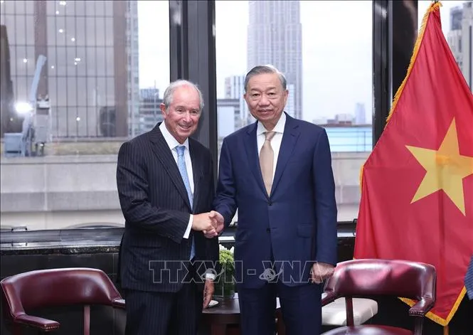 Tổng Bí thư, Chủ tịch nước Tô Lâm tiếp ông Stephen Schwarzmann, Chủ tịch, kiêm Giám đốc điều hành và Nhà sáng lập quỹ đầu tư Blackstone. Ảnh: TTXVN