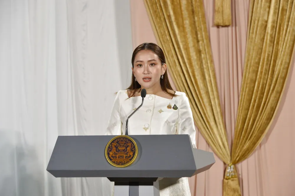 Thủ tướng Thái Lan Paetongtarn Shinawatra tại cuộc họp báo ở Bangkok. Ảnh: THX/TTXVN