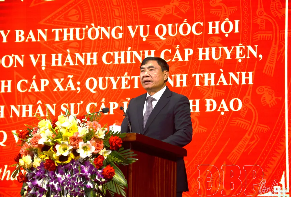 Bí thư Tỉnh ủy Điện Biên Trần Quốc Cường phát biểu tại lễ công bố. Ảnh: BÁO ĐIỆN BIÊN