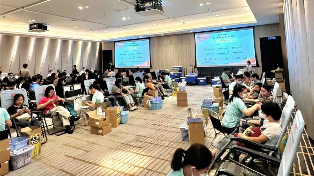 Ngày hiến máu của AmCham tại TPHCM. Ảnh: AMCHAM