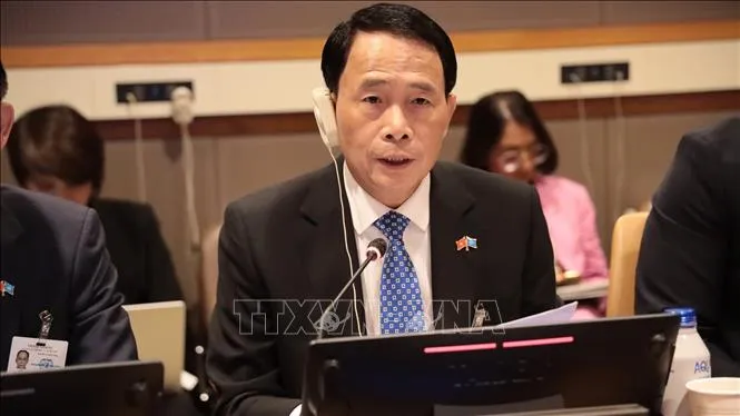 Thượng tướng Lê Quốc Hùng, Thứ trưởng Bộ Công an, phát biểu tại buổi lễ. Ảnh: TTXVN