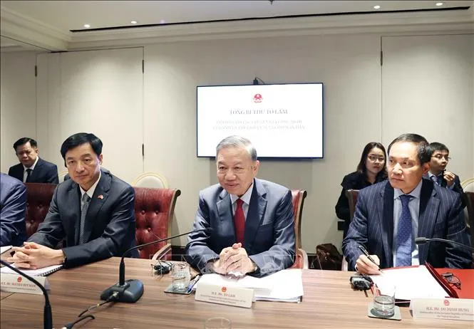 Tổng Bí thư Tô Lâm tham dự toạ đàm. Ảnh: TTXVN