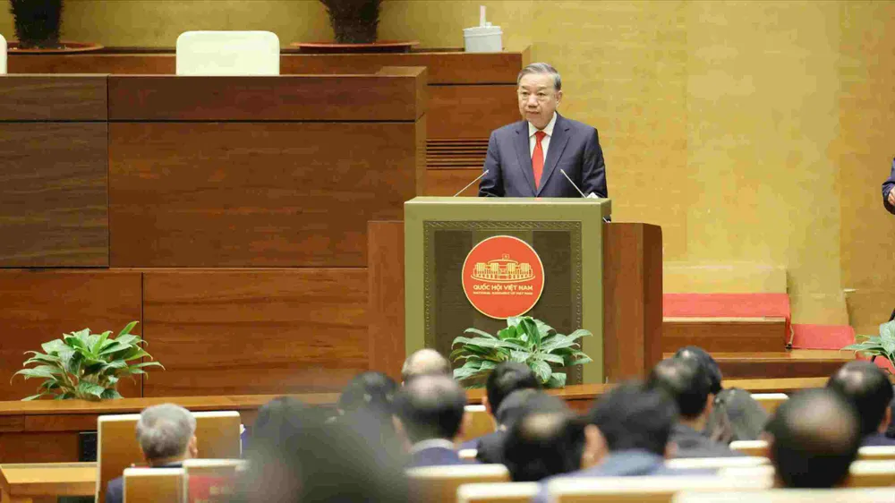 Tổng Bí thư Tô Lâm phát biểu chỉ đạo hội nghị, chiều 7-2. Ảnh: QUANG PHÚC