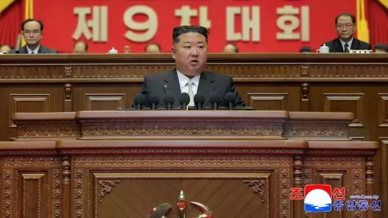 Tổng Bí thư Đảng Lao động Triều Tiên Kim Jong Un phát biểu tại đại hội. Nguồn: KCNA