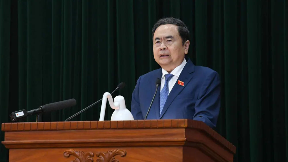 Chủ tịch Quốc hội Trần Thanh Mẫn phát biểu tại buổi làm việc