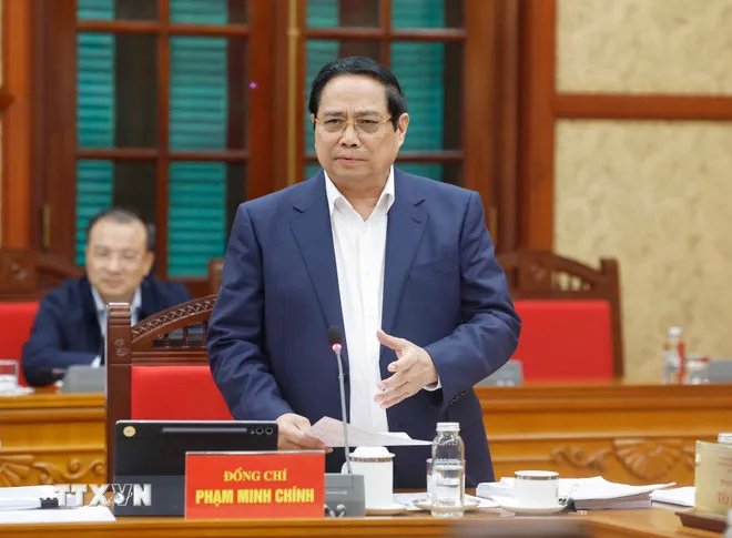 Thủ tướng Phạm Minh Chính, Phó Trưởng Ban Chỉ đạo phát biểu. Ảnh: TTXVN