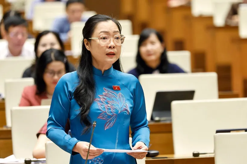 Bà Nguyễn Thị Quyên Thanh phát biểu tại nghị trường Quốc hội. Ảnh: TTXVN