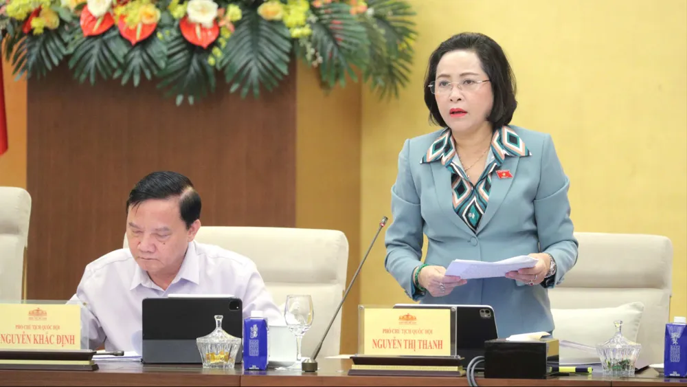 Phó Chủ tịch Quốc hội Nguyễn Thị Thanh tổng kết nội dung thảo luận 
