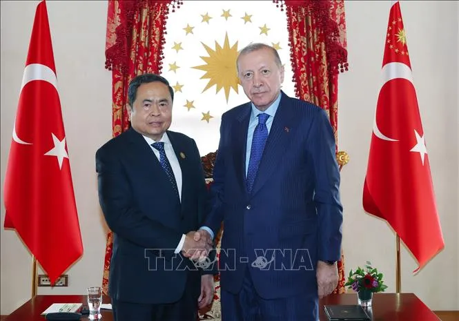 Chủ tịch Quốc hội Trần Thanh Mẫn hội kiến Tổng thống Thổ Nhĩ Kỳ Recep Tayyip Erdogan. Ảnh: TTXVN