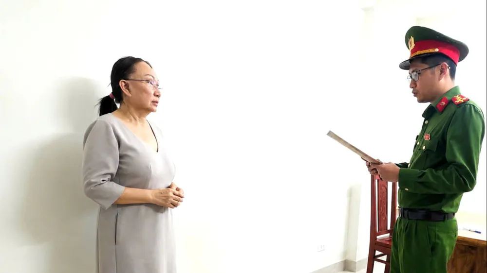 Lê Thị Ngọc Mỹ (chủ tiệm vàng Kim Lý) bị khởi tố. Ảnh: CÔNG AN THANH HÓA 