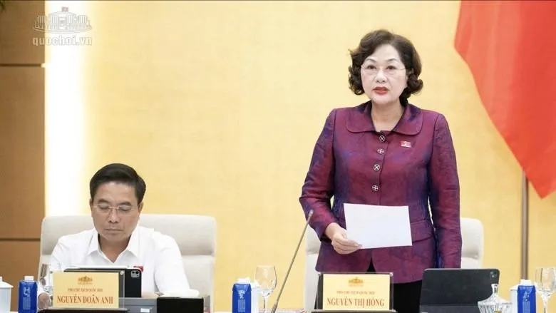 Phó Chủ tịch Quốc hội Nguyễn Thị Hồng điều hành thảo luận. Ảnh: CỔNG THÔNG TIN ĐIỆN TỬ QUỐC HỘI 