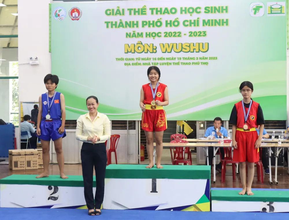 Giải đấu sẽ là cơ sở để những nhà chuyên môn phát hiện các gương mặt tiềm năng cho wushu TPHCM. Ảnh: THANH TÙNG