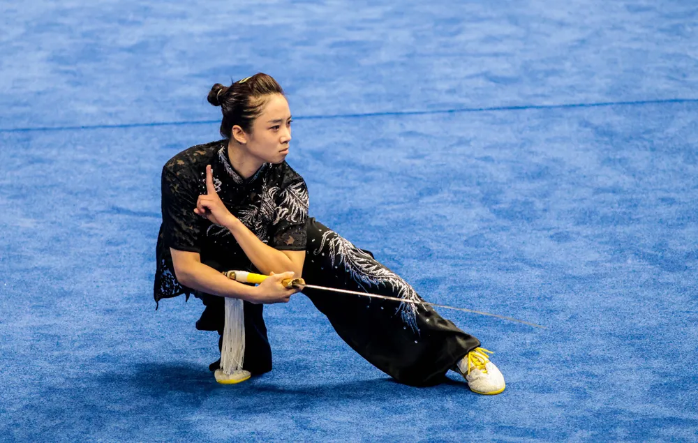Dương Thúy Vi giành HCĐ wushu. Ảnh: TAM NINH