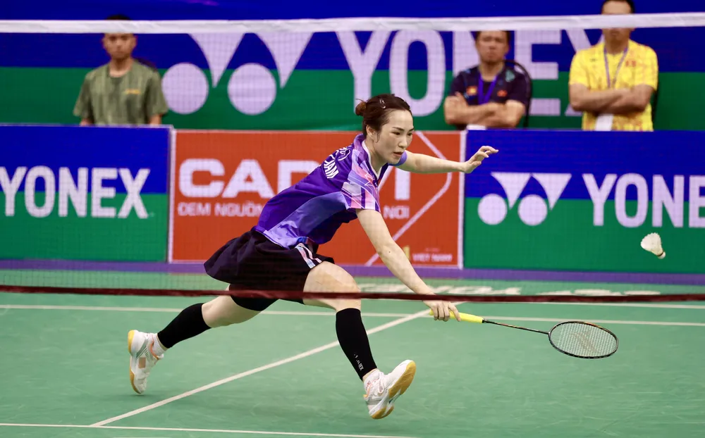 VĐV Vũ Thị Trang giành chiến thắng ở vòng loại giải cầu lông quốc tế Vietnam Open 2025. Ảnh: DŨNG PHƯƠNG 