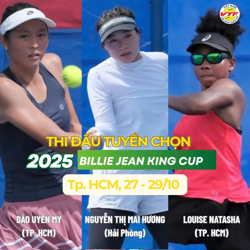 7 tay vợt sẽ góp mặt tại vòng tuyển chọn để giành suất dự Billie Jean King Cup 2025