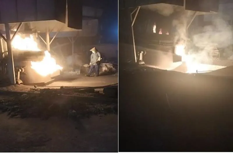 Công ty TNHH sản xuất kim loại Fumin, hát sinh khí thải từ lò nung. Ảnh: Công an tỉnh Đồng Nai