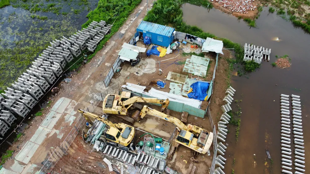 Công trường thi công cầu Thống Nhất đoạn qua phường Hiệp Hoà (TP Biên Hoà)