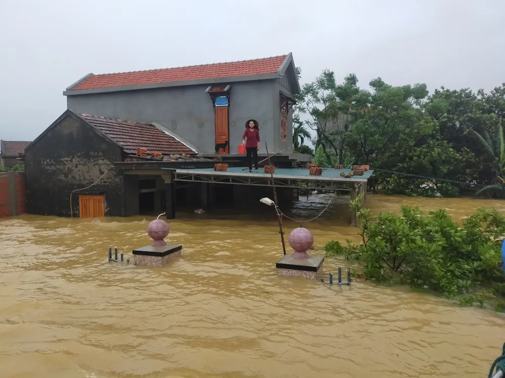 Quảng Bình: Huyện Lệ Thủy ngập sâu trong nước, người dân lên nóc nhà chờ cứu trợ ảnh 1