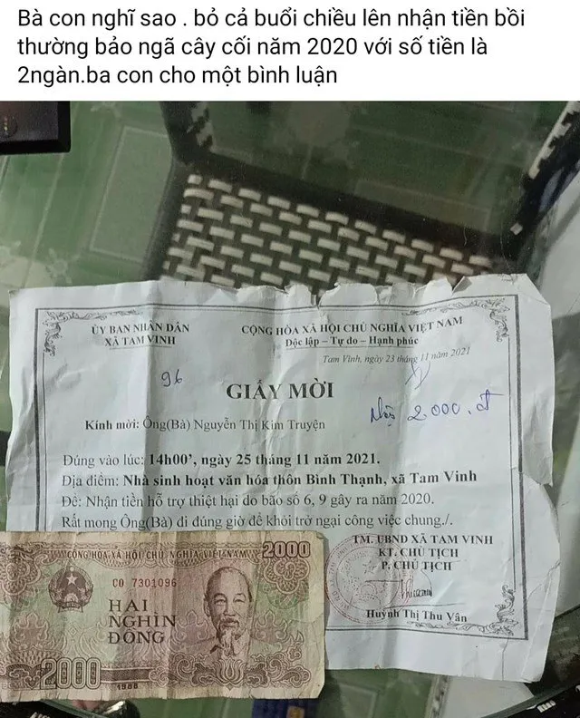 Quảng Nam: Một người nhận hỗ trợ thiệt hại do bão với số tiền 2.000 đồng ảnh 1