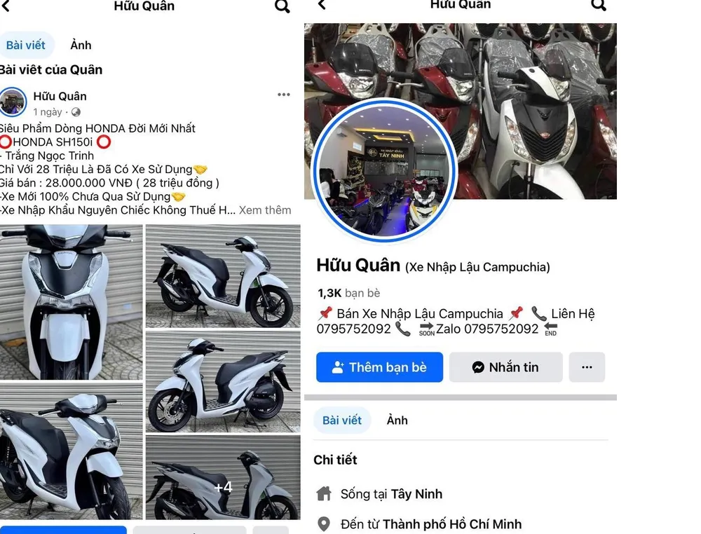 Một trong những tài khoản Facebook mà đối tượng Phúc dùng để lừa đảo