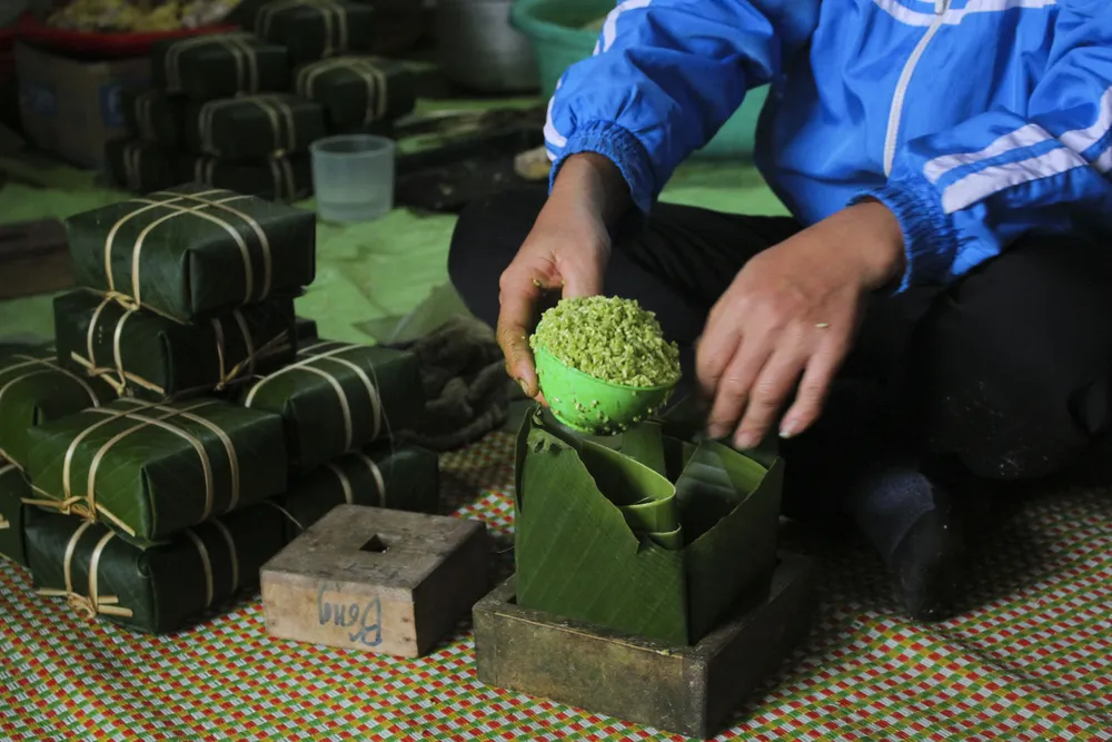 Làng nghề gói bánh chưng, bánh tét xanh như ngọc ảnh 6
