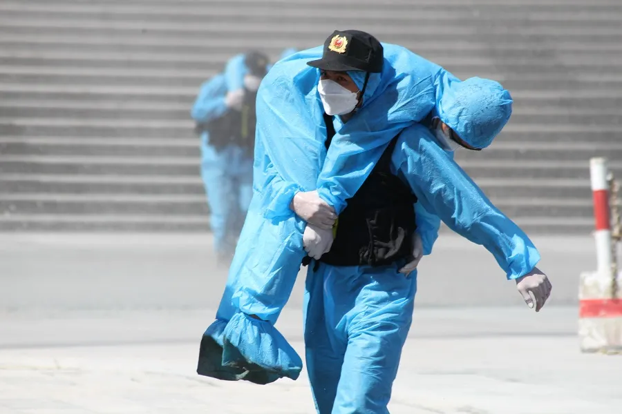 Quảng Trị thực tập chữa cháy và cứu nạn, cứu hộ tại khu cách ly tập trung  ảnh 5