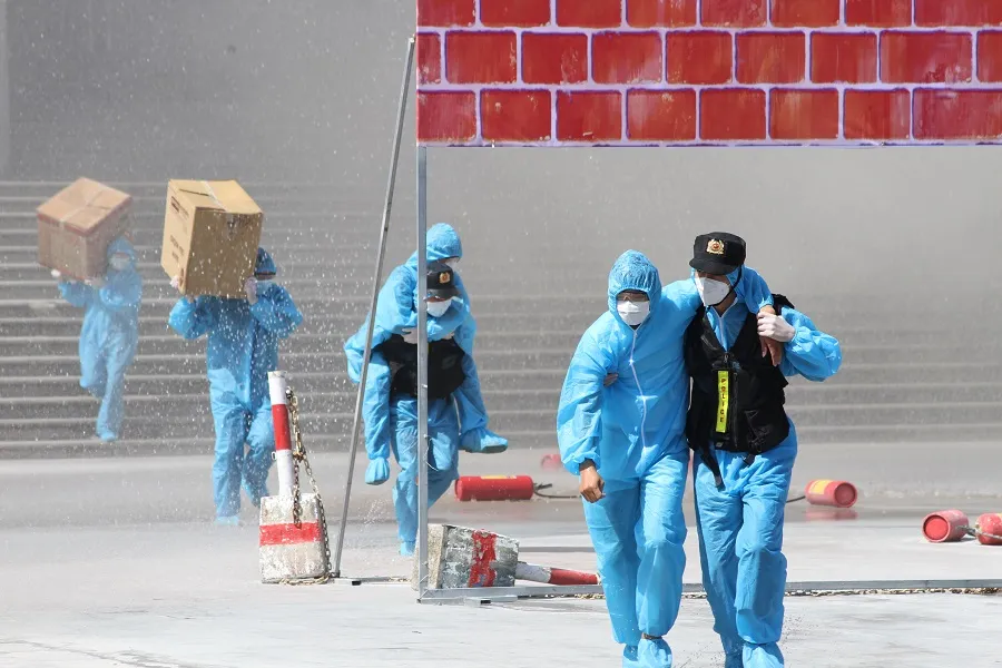 Quảng Trị thực tập chữa cháy và cứu nạn, cứu hộ tại khu cách ly tập trung  ảnh 3