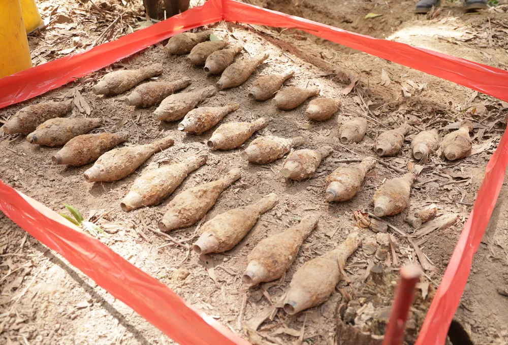 29 đạn cối được phát hiện. Hình ảnh: MAG Việt Nam cung cấp