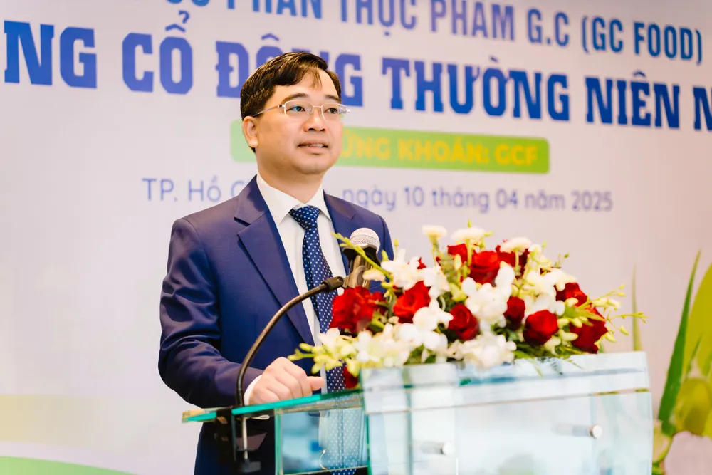 Ông Nguyễn Văn Thứ, Chủ tịch HĐQT GC Food phát biểu tại hội nghị.jpg